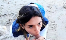 Beautiful Young Babe Gives A Nice Pov Blowjob On The Beach