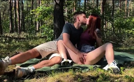Seductive Redhead Teen Rammed Deep Doggystyle In The Woods