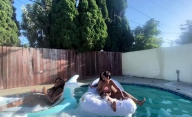 Stunning Black Milfs Enjoying Wild Lesbian Fun In The Pool