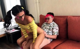 Nerdy Stepsiblings Have Wild Taboo Affair On The Couch