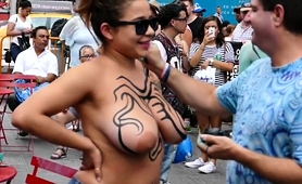 Bodacious Babe Gets Her Big Natural Tits Beautifully Painted